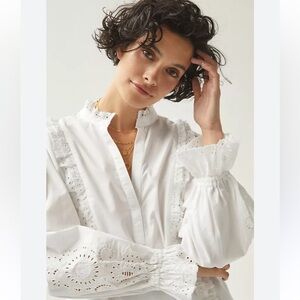 Maeve Ruffled Eyelet Blouse Anthropologie